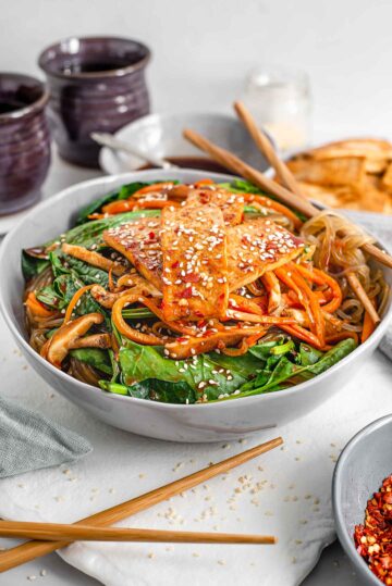 Vegan Japchae Recipe - Simple Sweet Potato Glass Noodles • Tasty ...