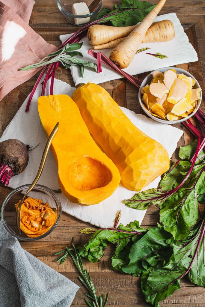 Beautiful Hasselback Butternut Squash Tray Bake • Tasty Thrifty Timely