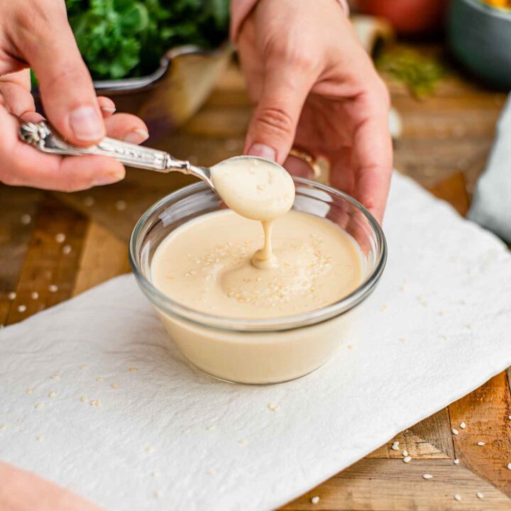 Simple Lemon Tahini Dressing With Maple Syrup • Tasty Thrifty Timely