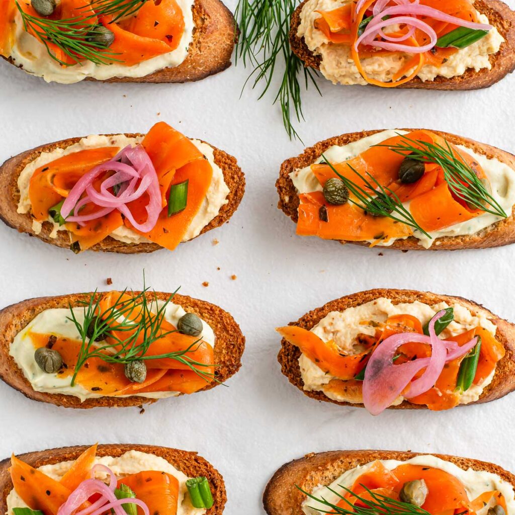 Smoky Carrot Lox Crostini Your Guests Will Love • Tasty Thrifty Timely