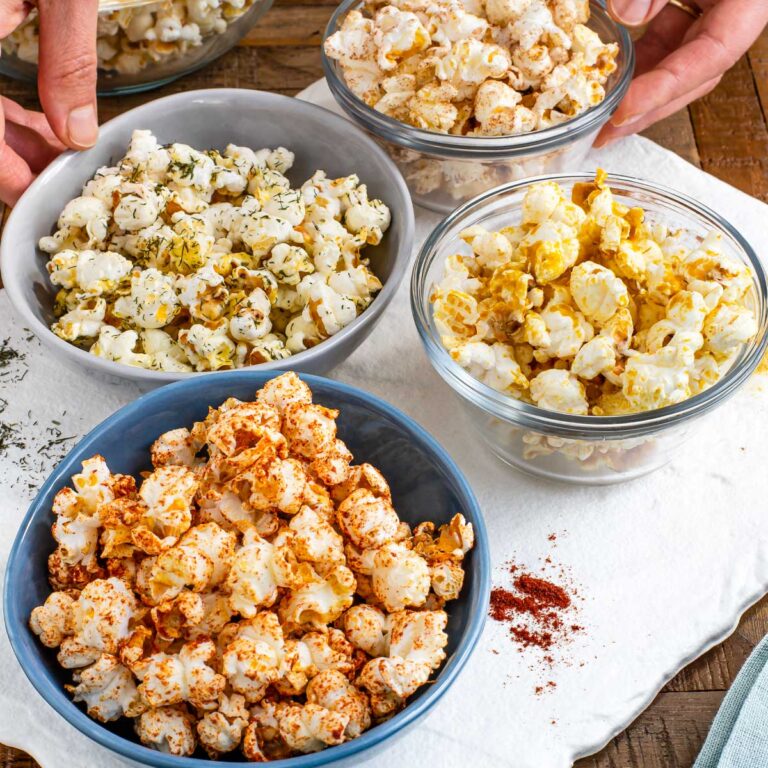 Easy Vegan Popcorn Seasoning 4 Ways • Tasty Thrifty Timely