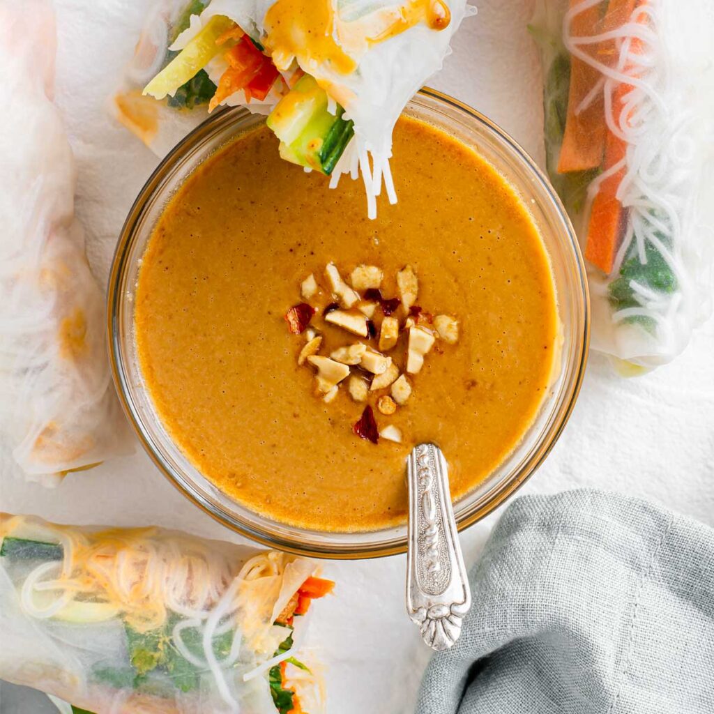 Your Quick Fresh Spring Rolls With Peanut Sauce • Tasty Thrifty Timely
