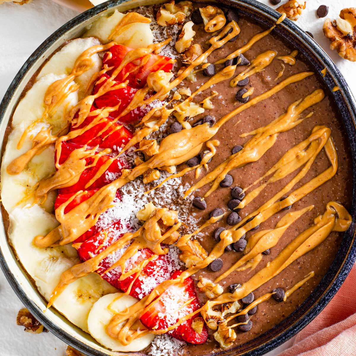 PB Choc. Smoothie Bowl With A Quinoa Surprise • Tasty Thrifty Timely