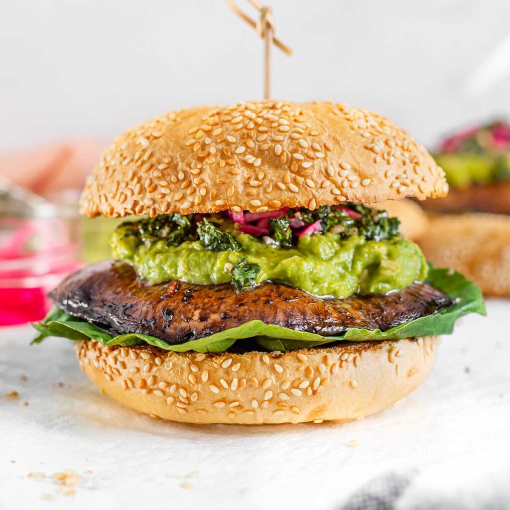 Quick Portobello Mushroom Burger With Avocado • Tasty Thrifty Timely