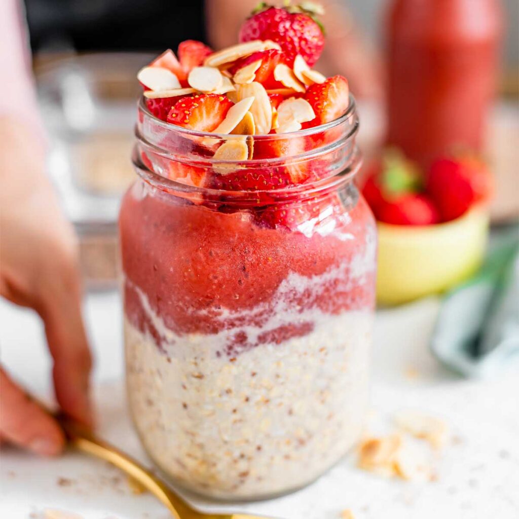 Strawberry Jam Overnight Oats - To Start Strong • Tasty Thrifty Timely