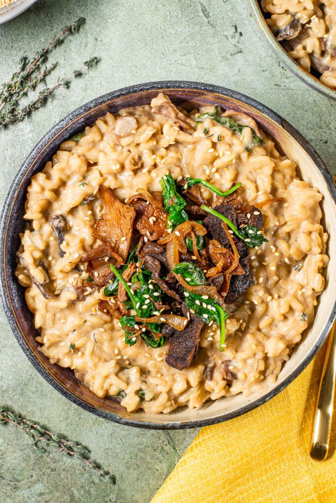 Extra Creamy Vegan Mushroom Risotto With Tahini • Tasty Thrifty Timely
