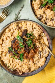 Extra Creamy Vegan Mushroom Risotto With Tahini • Tasty Thrifty Timely