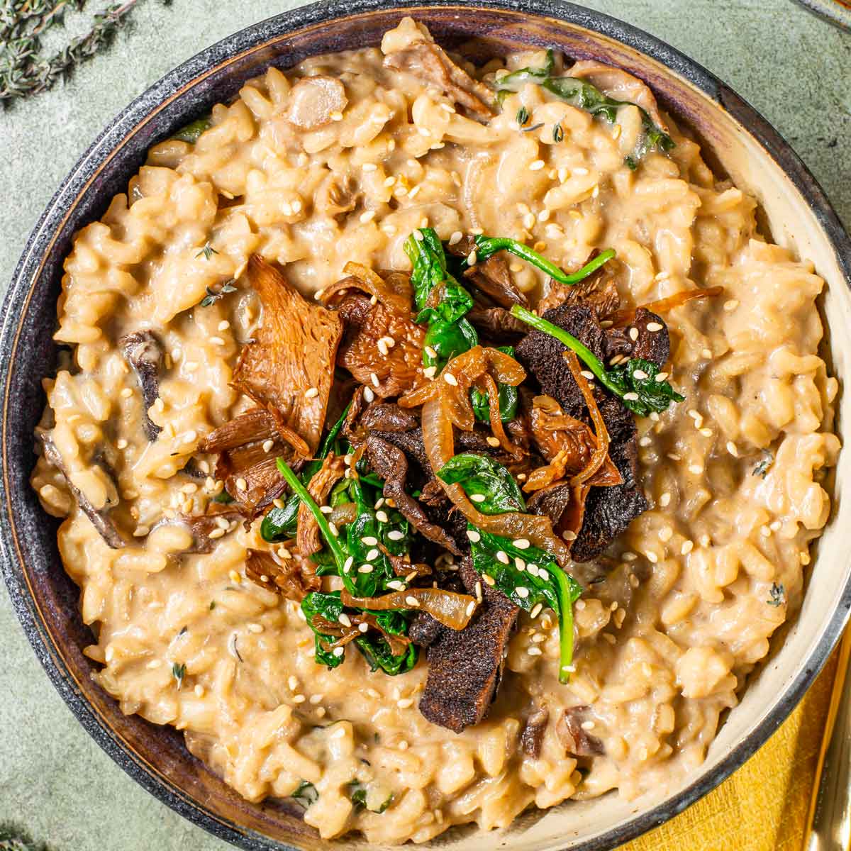Extra Creamy Mushroom Risotto With Tahini