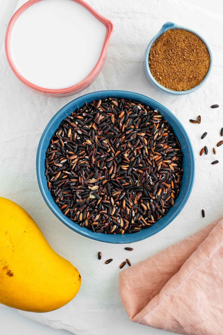 Black Rice Pudding with Coconut & Mango • Tasty Thrifty Timely